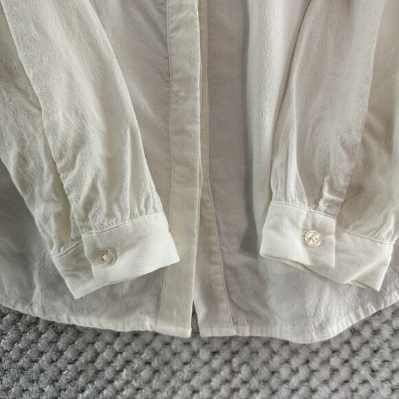 Boden Top Womens US10R Ivory Viscose Sheer Shoulders Long Sleeves Button Front - Picture 8 of 16
